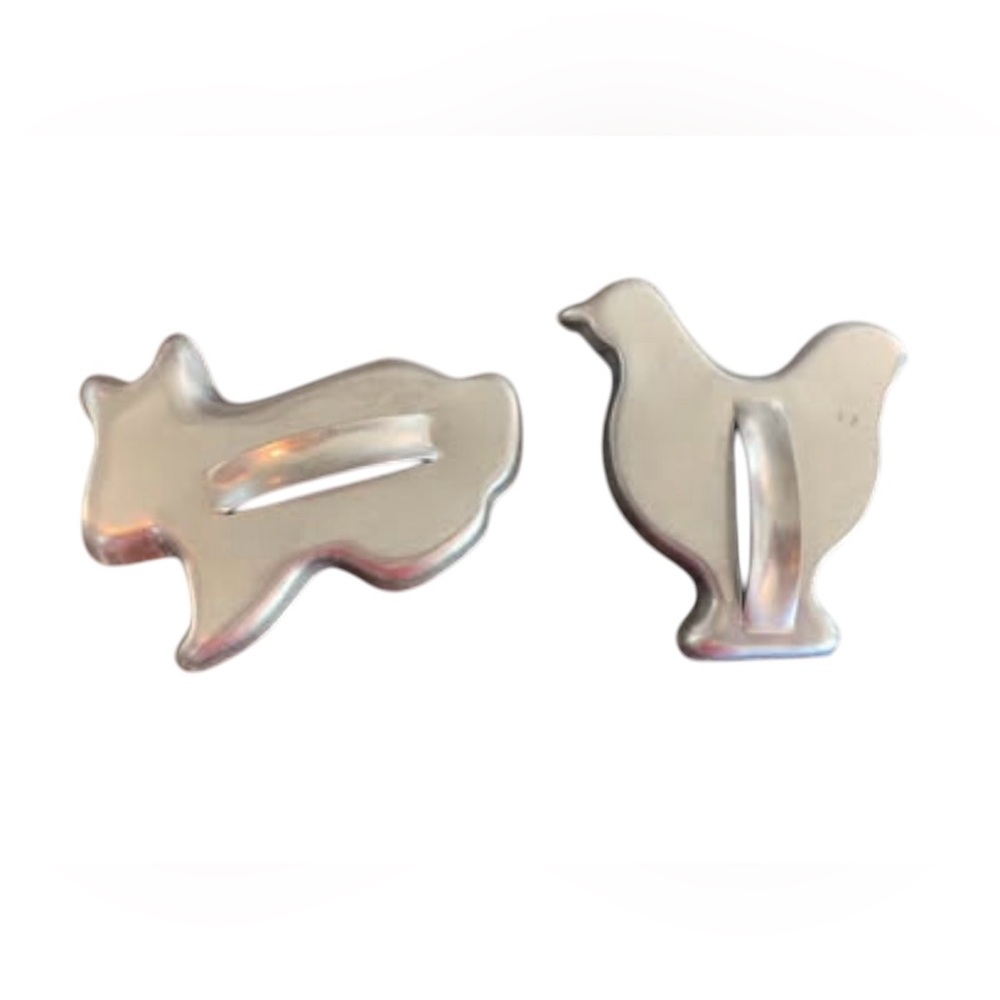 Easter rabbit and chicken metal cookie cutters vintage set of 2 bunny chick bake